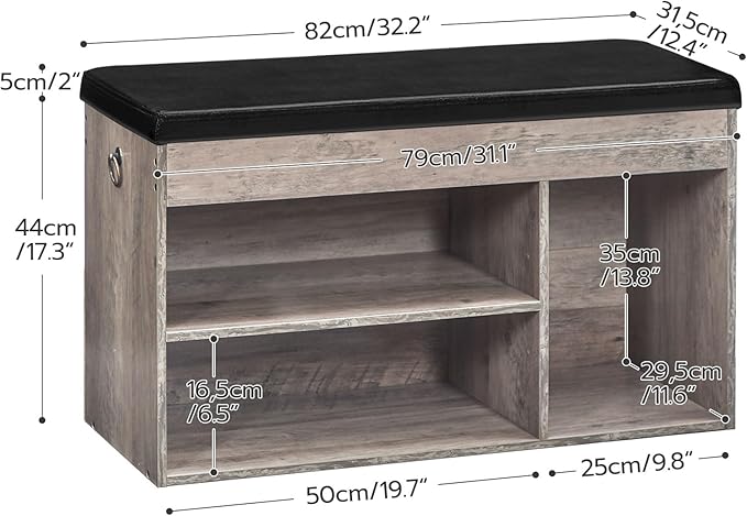 HOOBRO Shoe Storage Bench with Padded Cushion, Entryway Bench with Flip-Open Storage Box and Adjustable Shelf, Shoe Rack with Hidden Compartment, for Entryway, Living Room, Greige BG40HX01-NeatNest
