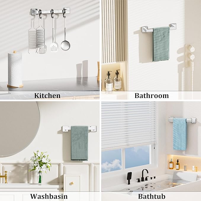 Alise Polished Chrome Towel Bars,15.75 Inch Towel Holder Towel Racks for Bathroom and Lavatory,SUS304 Stainless Steel Hand Towel Hanger Rail Wall Mount,Useable Length 13.98 Inch Towel Bar, GYT040-C