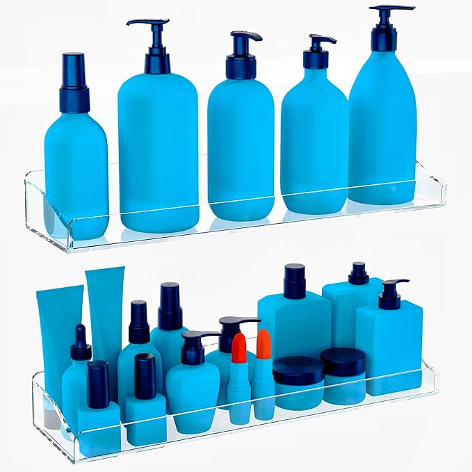 15 Inch 2 Pack Clear Acrylic Floating Wall Shelves-NeatNest