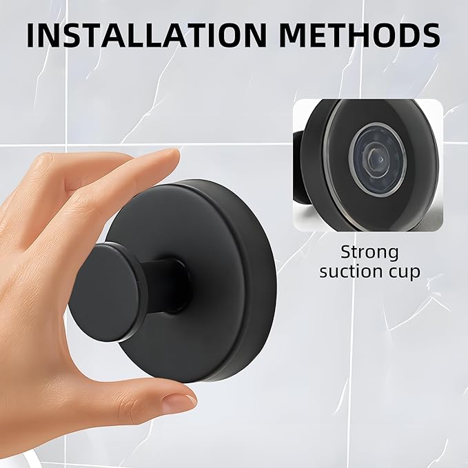 Suction Cup Hooks for Wreaths on Glass, 2026 NEW No Drill Suction Cup Hooks for Shower Towels, Strong Suction Cup Wreath Hanger Holder for Front Door Glass Window Mirror Bathroom Wall (1, Black)