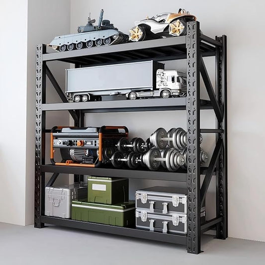 48" W Garage Shelving,4-Tier Heavy Duty Storage Shelves Unit with Adjustable Metal Shelf for Warehouse,Basement,Workshop,4000LBS,48" W x 20" D x 79" H,Black-NeatNest