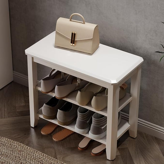 Wood Shoe Rack Bench for Entryway, 2 Tier Shoe Rack for Front Door Entrance, Shoe Bench with Shoe Storage for Entryway, Bedroom, 23.6"-NeatNest