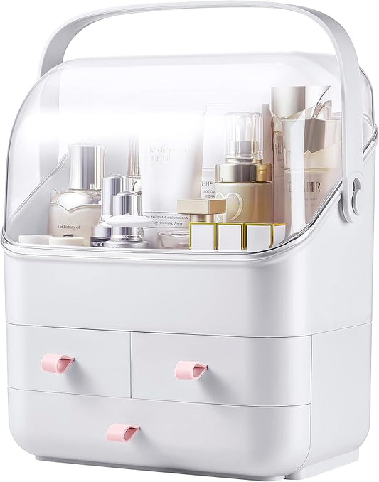 Large Makeup Organizer w Drawers Beauty Organizer Makeup Box Holder Vanity Organization Desk Countertop MakeUp Organizers Bathroom Counter Organizer Skincare Cosmetic Case Stand Dustproof Lid Gift-NeatNest