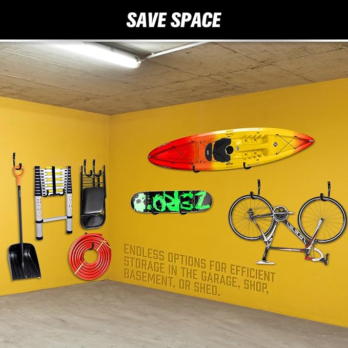Heavy Duty Garage Storage Hooks, 12-piece Bike Hooks for Garage Wall, Utility Garage Hooks, Wall Mount J Hook for Hanging, Large Metal Storage Organizer Tool, Extension Cord Hanger-NeatNest