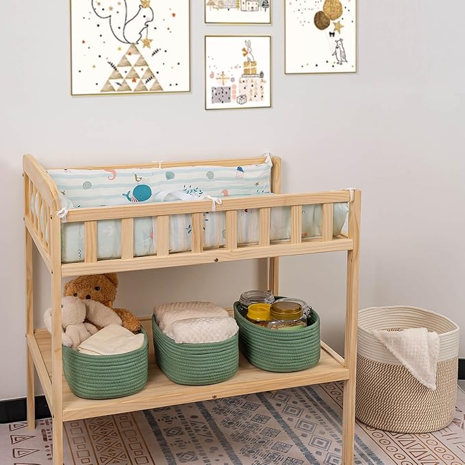 CubesLand Cube Shelf Closet Storage Baskets Bins Set 2,Woven Basket for Organizing/Storage,Long-lasting &Skin-friendly Toy Storage Basket Bin,Stylish Room Decor Basket,Cotton Rope Basket Green-NeatNest