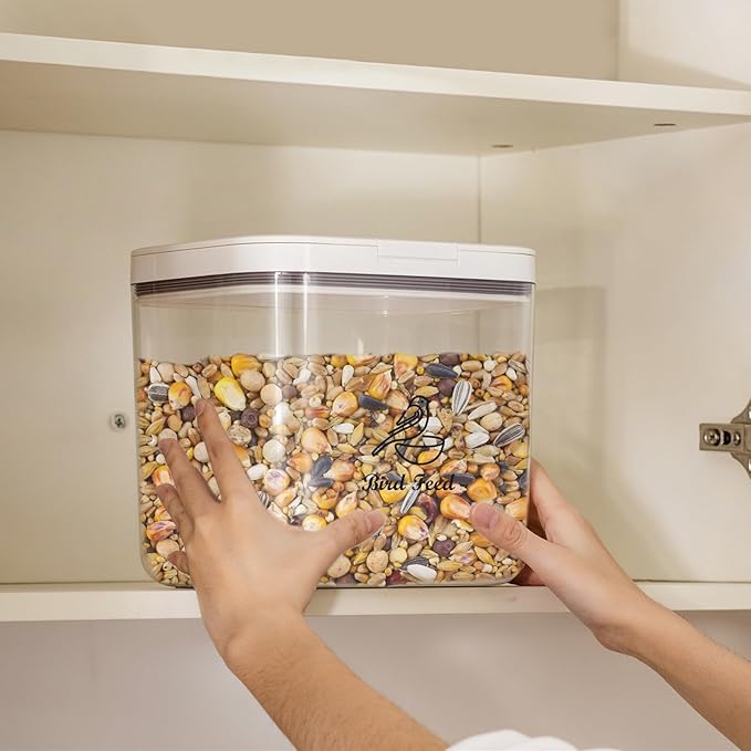 Airtight Bird Seed Storage Container with Flip Lid,4Lbs Bird Seed Container with Scoop,Wild Bird Seed Storage Bin,Bird food container-NeatNest