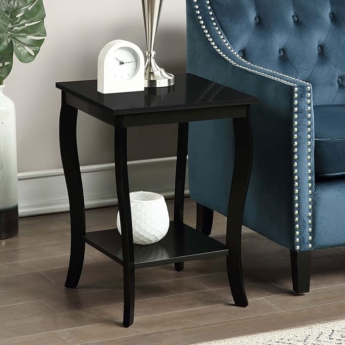 Convenience Concepts American Heritage Square End Table with Shelf, Black-NeatNest