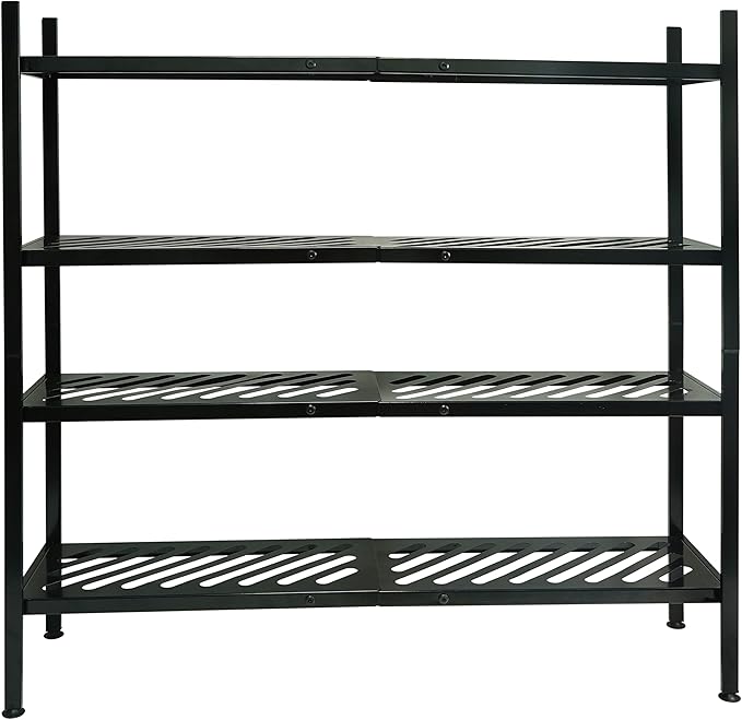 Shoe Rack, 4-Tier FreeStanding Shoe Shelf Stand, Stackable Shoe Storage Organizer for Closet, Holds up to 20-24 Pairs of Shoes for Entryway, Garage, Front Door Entrance, Metal, Black-NeatNest