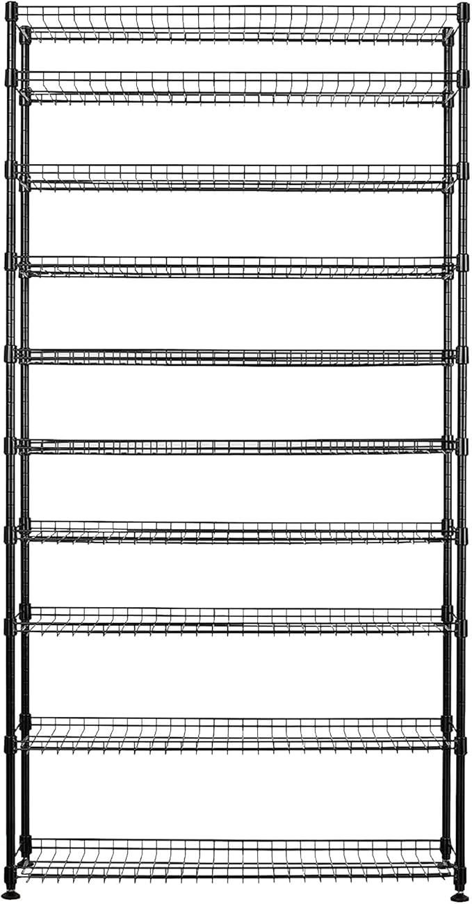 SafeRacks 10-Tier Shoe Rack - Black, Large Shoe Storage Organizer, 60 Pair, Heavy Duty Shoe Stand with Vertical Free Standing Shoe Shelf, Perfect for Entryway, Closet, Garage, & Bedroom Storage-NeatNest