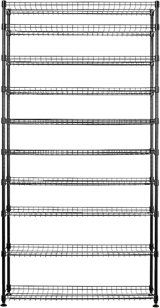 SafeRacks 10-Tier Shoe Rack - Black, Large Shoe Storage Organizer, 60 Pair, Heavy Duty Shoe Stand with Vertical Free Standing Shoe Shelf, Perfect for Entryway, Closet, Garage, & Bedroom Storage-NeatNest