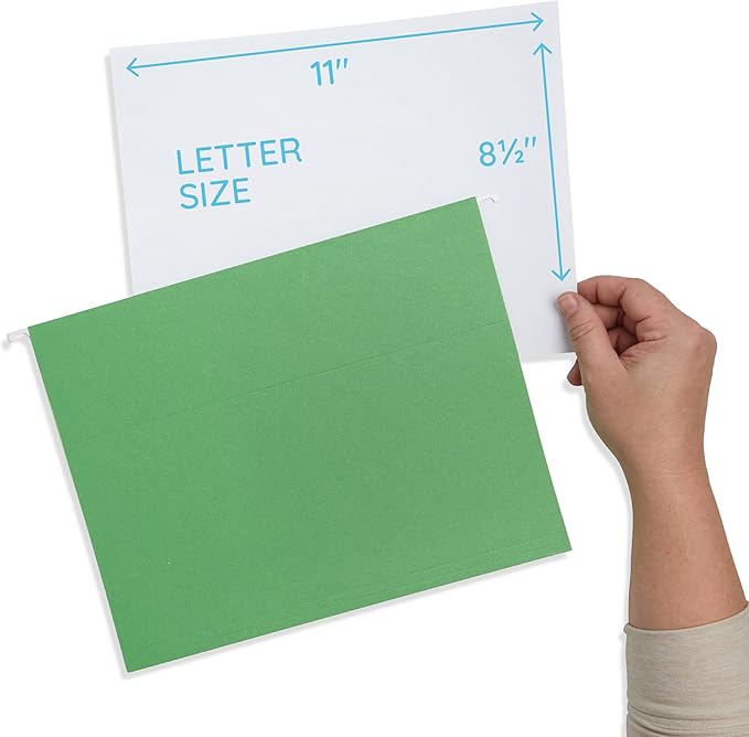 Blue Summit Supplies 25 Colored Hanging File Folders Letter Size with Tabs, Colored File Folders Hanging, Assorted Colors, Reinforced for Office Filing and Organization-NeatNest