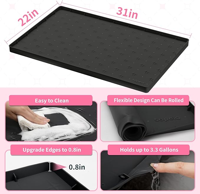 Sdpeia Under Sink Mat for [31" x 22"] Cabinet, Upgraded Silicone Waterproof Mat Kitchen Cabinet Liner Cabinet Protector Kitchen Organizers and Storage-NeatNest