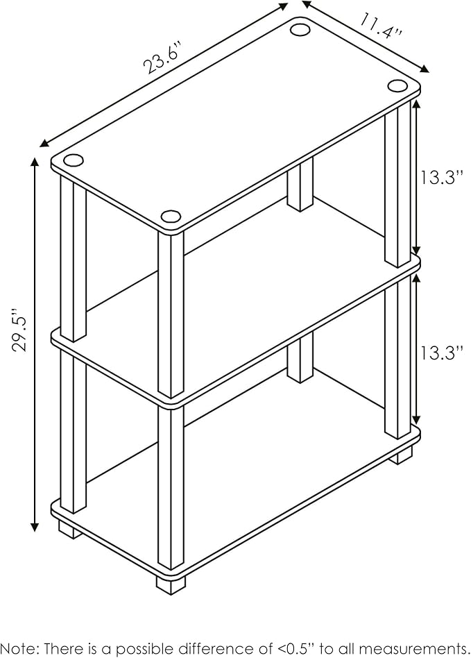 Furinno Turn-S-Tube 3-Tier Compact Multipurpose Shelf Display Rack with Square Tube, Columbia Walnut/Black-NeatNest