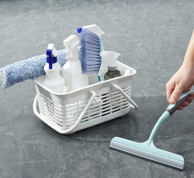 ALINK Plastic Shower Caddy Basket with Handle, Portable Organizer Storage Basket for College Dorm, Bathroom, Kitchen - White