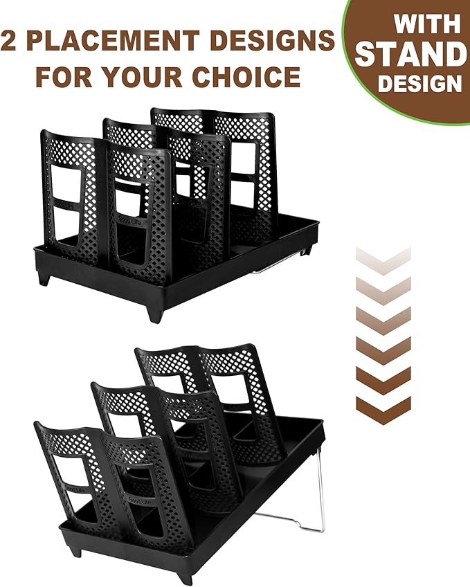 Coffee Cup Holder,Cup and Lid Dispenser with Stand,Disposable Cups Organizer,6 Slots,for Coffee Station,Bar,Office,Home,Restaurant,Breakroom,Countertop-NeatNest