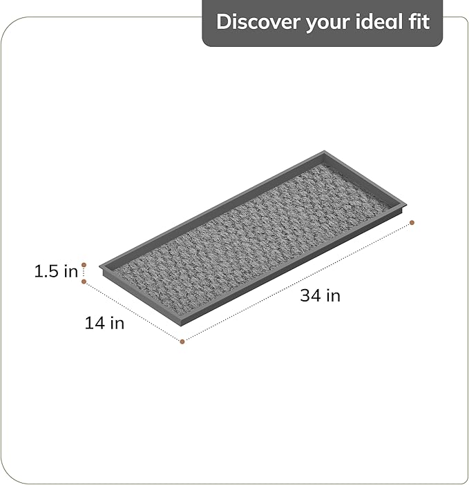 Anji Mountain AMB0BT3F-003 Black Rubber Boot/Shoe Tray with Coir, Fits 3 Pair (34.5" Wide), Tan & Black Insert