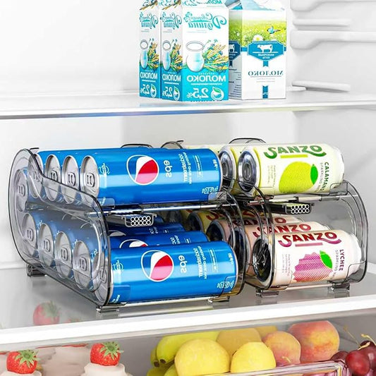 Drink Organizer for Fridge, Soda Can Organizer Dispenser for Refrigerator with Automatic Rolling,Organize Standard Size 11.15oz or 12oz Cans Drink,Save space for Fridge、Kitchen、countertop （2 pack）