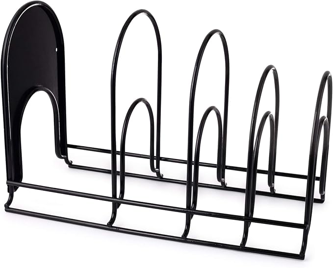 Cuisinel Heavy Duty Pots and Pans Organizer - Extra Large 5-Tier Rack - Holds Cast Iron Skillets, Dutch Oven - Durable Construction - Space Saving Kitchen Storage - No Assembly Required - Black 15.4"-NeatNest