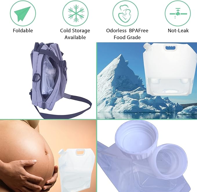 16PCS 1.3Gallon Each Water Storage Containers, Foldable Water Bag, BPA-Free, Water Containers, for Camping, Hiking, Emergency Water Storage,Collapsible Emergency Water Jug Container Bag