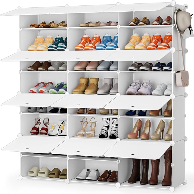 HOMIDEC Shoe Storage Cabinet, 48 Pairs Shoe Rack 3 by 8 Tier Space Saving Shoe Organizer for Closet Hallway Living Room Bedroom Garage-NeatNest