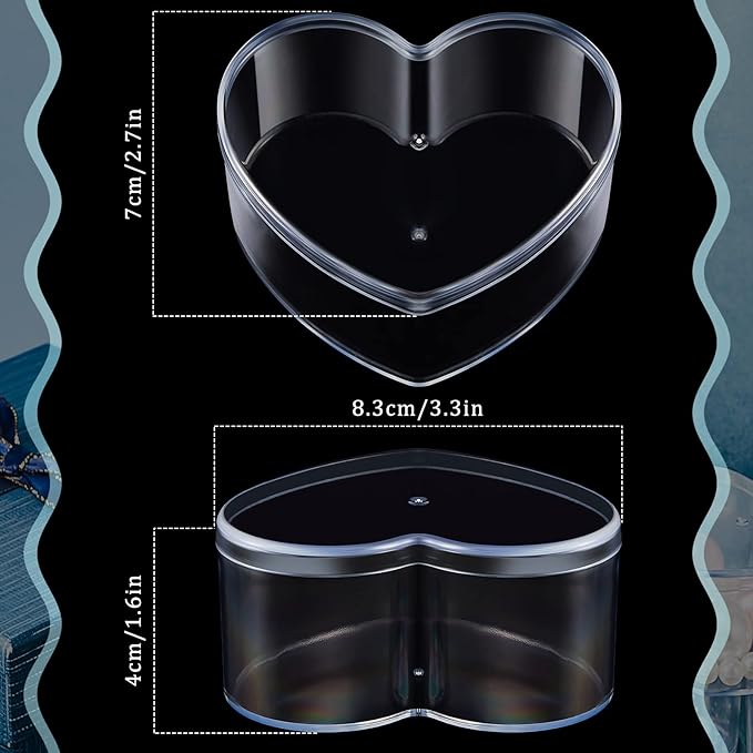 Blulu 8 Pieces Clear Acrylic Plastic Jewelry Box Mini Storage Box Mini Cube Containers with Lids for Candy Pill and Tiny Jewelry(Heart,3.27 x 2.76 x 1.57 Inch)-NeatNest