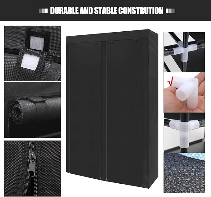 ERONE Shoe Rack Storage Organize, 28 Pairs Portable Double Row with Nonwoven Fabric Cover Shoe Shelf Cabinet for Closet-NeatNest