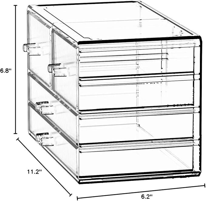 ZHIAI Stackable Storage Drawers, Acrylic Bathroom Counter Organizer Clear Makeup Organizers for Vanity, Kitchen Cabinets, Bathroom, Undersink, Home Organization and Storage (4 Drawers, Pattern D)-NeatNest