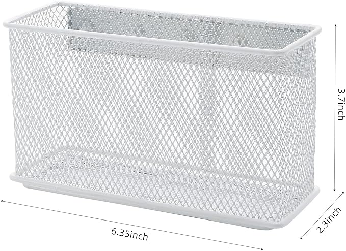 dedoot Magnetic Pencil Holder for refrigerator Storage Magnetic Basket Mesh White Strong Magnetic Pen Holder for Refrigerator,Whiteboard, Locker, Home and Office Organizer, 6.3x2.3x3.6inch-NeatNest