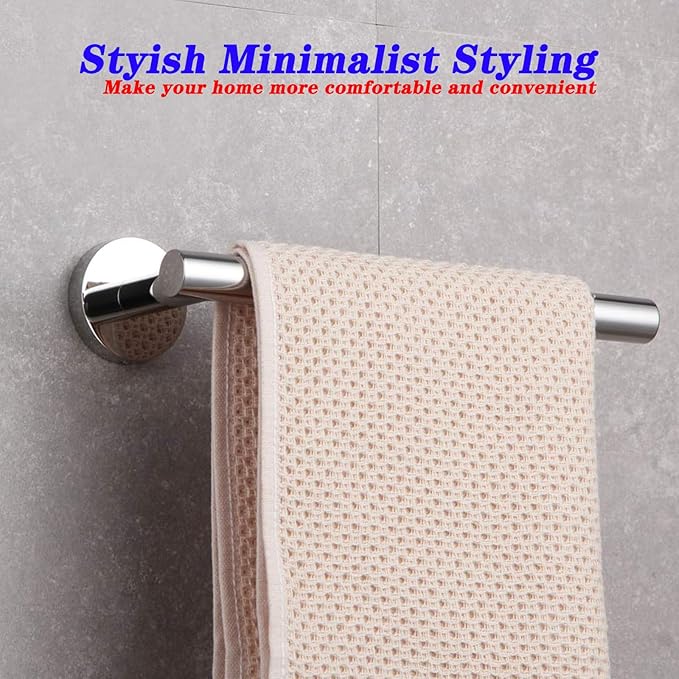 GERZ 9-Inch Bathroom Towel Bar Stainless Steel Bath Towel Rack Contemporary Style Wall Mount, Polished Finish AG1101C23-JG