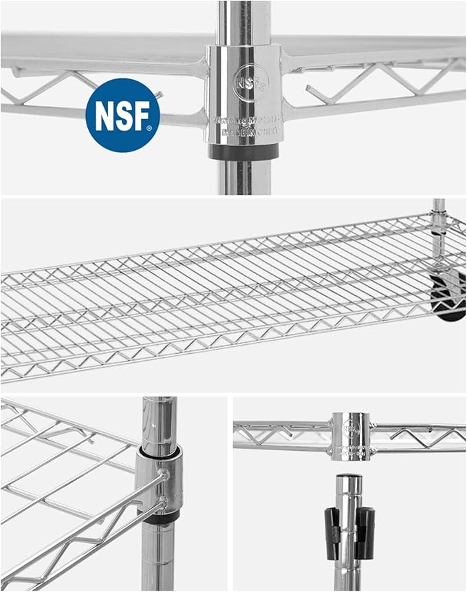 BestOffice 18x48x72 Storage Shelves Commercial Heavy Duty Metal Shelves Garage Organizer Wire Rack Shelving Storage Unit Shelf Adjustable Utility 6000 LBS Capacity,Chrome-NeatNest