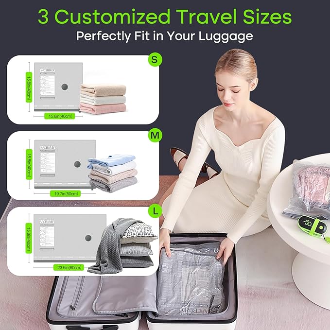 18 Pack Vacuum Bags for Travel with USB Pump, Compression Travel Vacuum Bags for Luggage and Suitcase, Carry-on Size Space Saver Bags for Clothes and Clothing-NeatNest