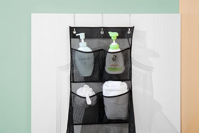 ALYER Multifunctional Over The Door Laundry Basket,Behind The Door Storage Organizer for Laundry,RV,Dorm,Bathroom,Bedroom,Pantry, Nursery,Kitchen,Black