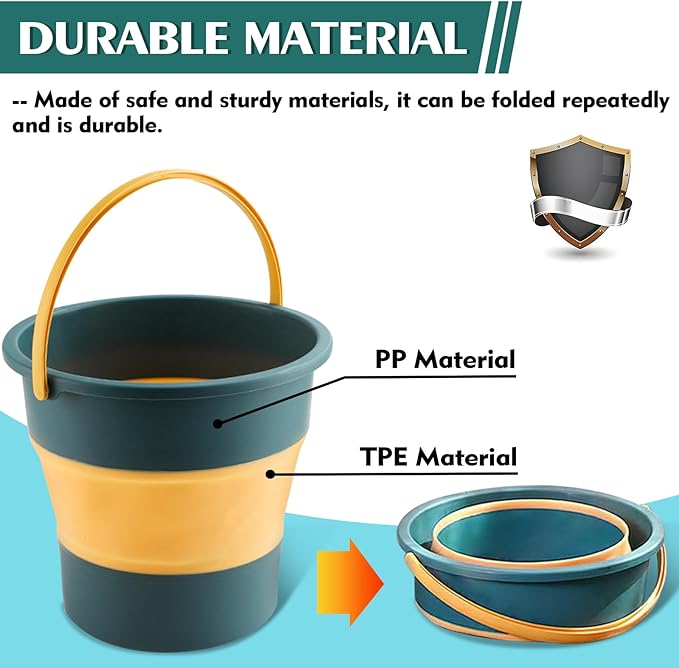 Collapsible Bucket 1.3 Gallon/5L Small Plastic Buckets Household Cleaning Mop Buckets Foldable Water Bucket for Car Wash Fishing Camping Beach (Blue)-NeatNest