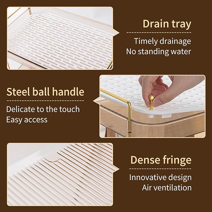 Seoneiro Whiskey Tray and Glass Cup Rack with Drain Board, Mug Holder and Coffee Cup Organizer for Kitchen and Bathroom Countertop