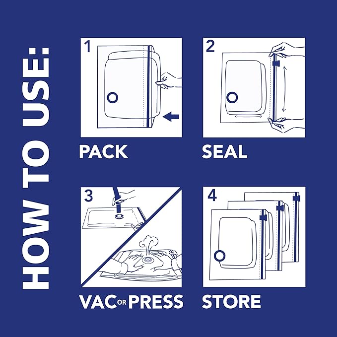 Hefty Shrink-Pak Vacuum Storage Bags - Space Saver for Under Bed Storage, Clothing and Comforters, Odor Resistant, 3X More Storage Space - 3 Large, 3 XL Bags-NeatNest
