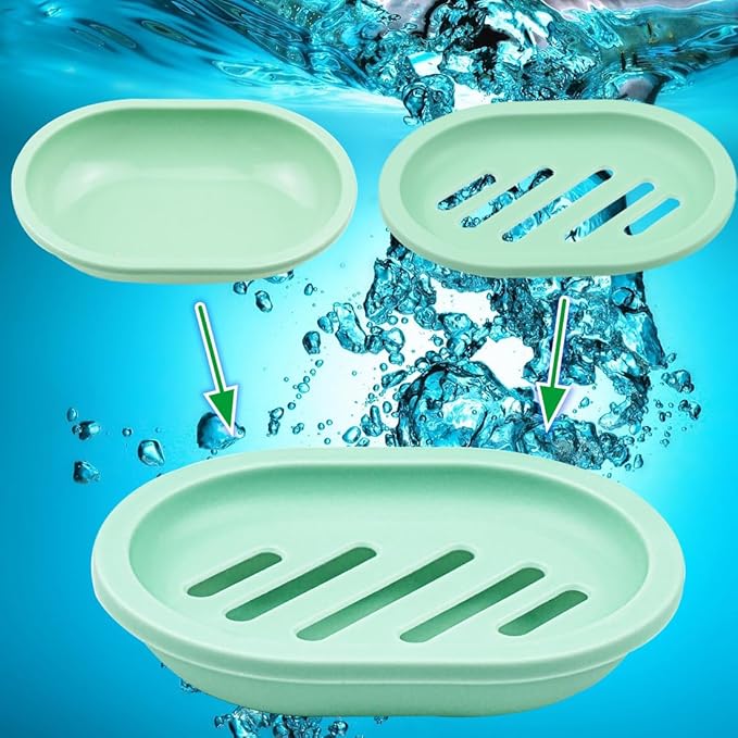 ELANE 4PCS Shower Soap Holder,Soap Dish with Drainage, Plastic Soap Box,Bar Soap Holder for Shower Bathroom Kitchen-NeatNest
