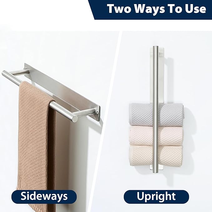 Alise Bath Towel Bars, 16 Inch Towel Hanger Towel Racks for Bathroom, SUS304 Stainless Steel Hand Towel Holder, Wall Mount with Self-Adhesive or Drilling, Nickel