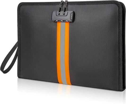 Fireproof Document Bag with Lock，15"×11" Fireproof Money Bag，with Zipper and Lock，Suitable for Tablets, A4 Documents, Cash, Mobile Phones,