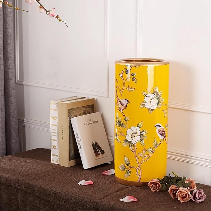 Ceramic Umbrella Stand Living Room Floor-Standing Freestanding Cane Chinese Umbrella Stand Multifunctional Painted Porcelain Vintage Ceramics Flower Vases for Home Office Entrance Indoor(A)-NeatNest