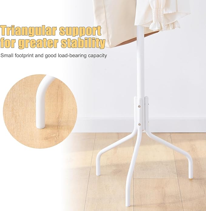 Coat Rack Freestanding for entryway,Living Room,Bedroom,Metal coat tree with12 Hooks and 3 Legs,hat stand (White)-NeatNest