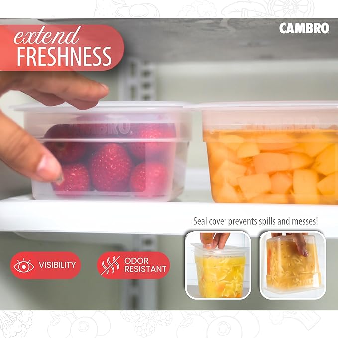 Cambro Food Storage Storage Containers with Lids - Translucent (Microwave Safe and BPA-Free) - 16 and 32 oz (ounce) Food Storage Container - (20 Piece Set)-NeatNest