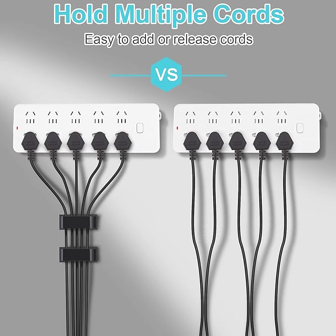 Cable Management Clips, Large Cord Clips for Under Desk Wire Management, Adhesive Organizer Multiple Cord (Computer/PC, Network, TV, Ethernet) Black 20 PCS-NeatNest
