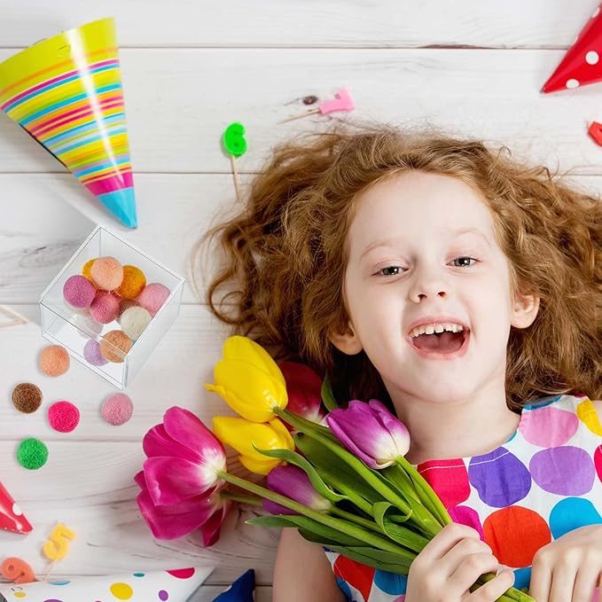 Blulu 8 Pieces Clear Acrylic Plastic Jewelry Box Mini Storage Box Mini Cube Containers with Lids for Candy Pill and Tiny Jewelry(Square,2.9 x 2.9 x 2.9 Inch)-NeatNest