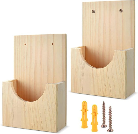 2-in-1 Wooden Wall Mount Pamphlet Holder - Hanging Display Stand for 4x6 Flyers & Trifold Brochures - Ideal for Office