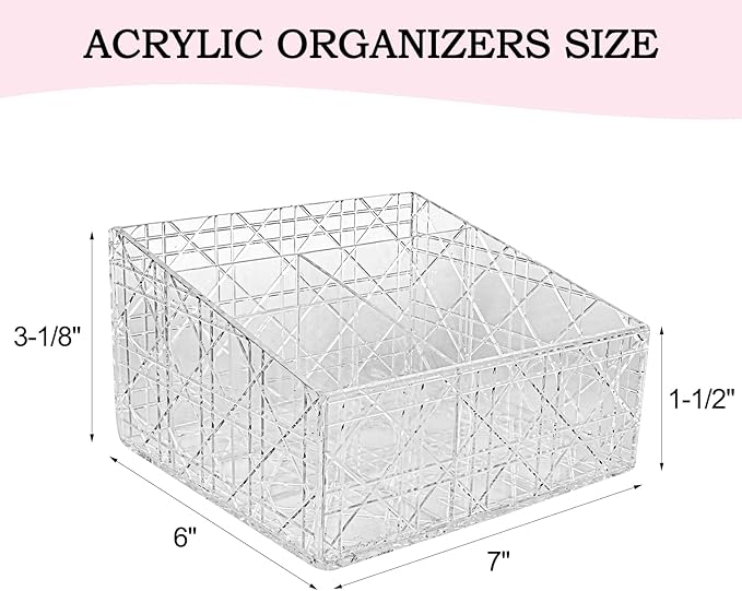Acrylic Makeup Organizer, Clear Cosmetic Brush Storage Box With 4 Brush Holders,Large-capacity Split Design Can Quickly Organize the Desktop Skincare, Hair Tools, Brushes,Perfume-NeatNest