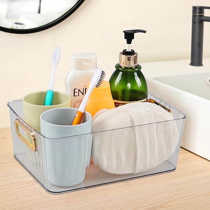 Clear Pantry Organizer Bins, Plastic Storage Basket for refrigerator, 6 Packs-NeatNest