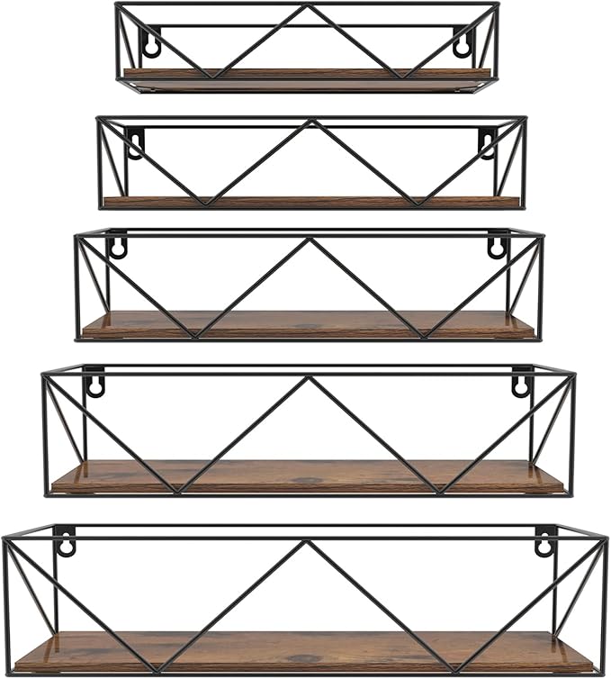 CRUGLA Bathroom Shelves Wall Mounted Set of 5, Hanging Storage Floating Shelf for Bathroom, Kitchen, Bedroom, Living Room Home Decor-NeatNest