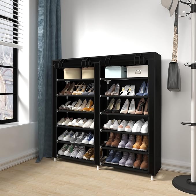 UDEAR Shoe Rack Free Standing Portable Shoes Storage Organizer Black-NeatNest
