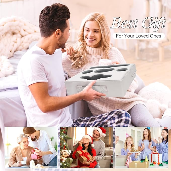 STBoo Couch Cup Holder Pillow Tray - Sofa Drink Cup Holder Cozy Buddy | Bed Caddy Organizer for Remote, Snacks Beverage, Phones, Tablet | Use it on Car, Pack, Beach, RV, Boat, Bedroom (SilverGrey)-NeatNest
