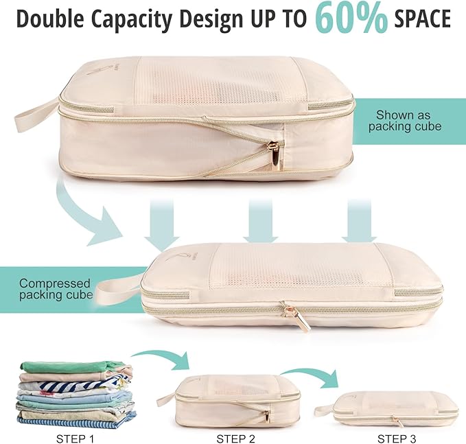 Expandable Compression Packing Cubes for Suitcases,6 Set Lightweight Compressible Travel Packing Organizer for Carry on Suitcase,Organizer Bags Set as Travel Essentials for Women-NeatNest